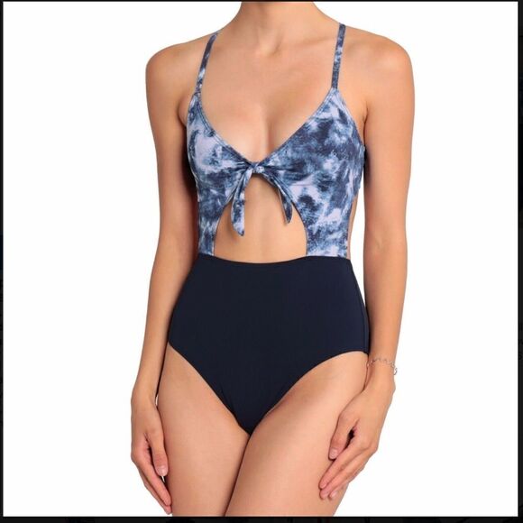 Tarte Alexis Cutout Paneled Tie-Dyed One Piece Swimsuit - Picture 1 of 6